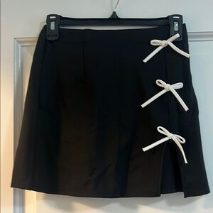 NWT Black Skirt with White Bow Accents